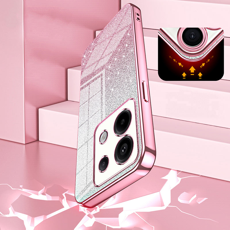For Xiaomi Redmi Note 13 Pro 5G / Poco X6 5G Glitter Shell Precise Cutout TPU Cell Phone Case - Pink