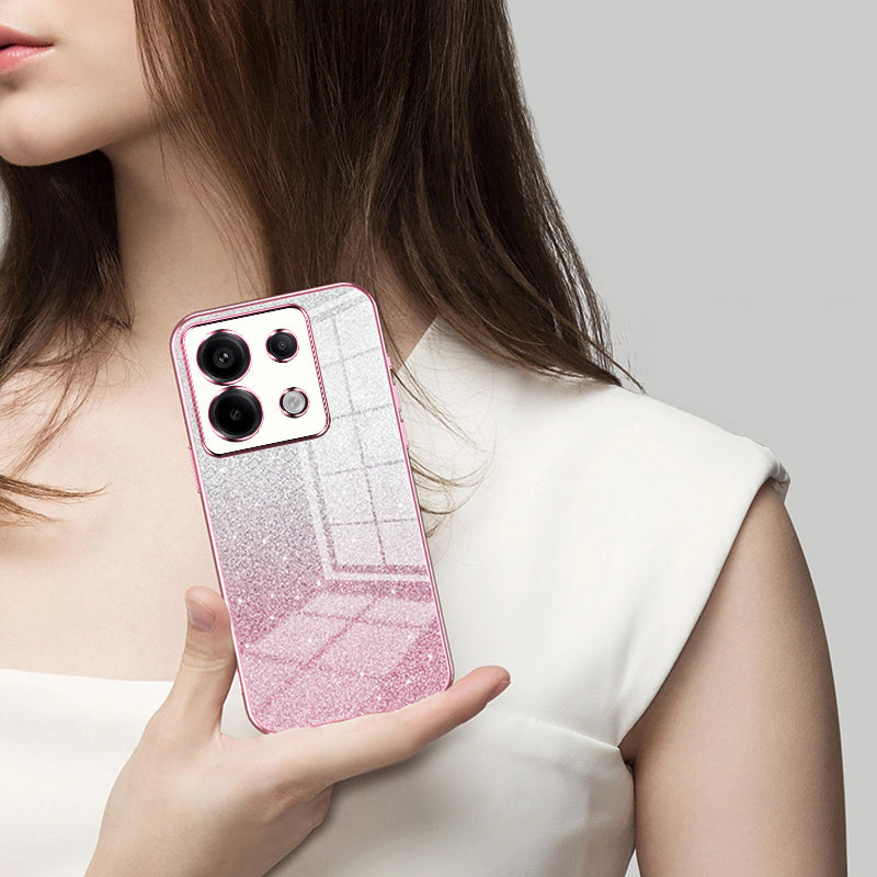 For Xiaomi Redmi Note 13 Pro 5G / Poco X6 5G Glitter Shell Precise Cutout TPU Cell Phone Case - Pink