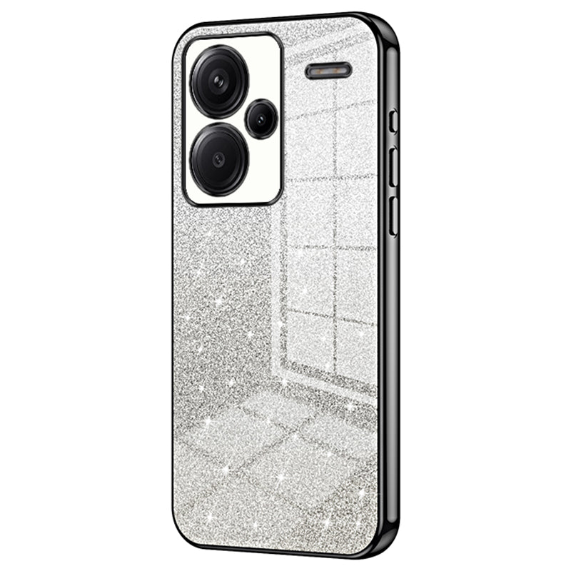 For Xiaomi Redmi Note 13 Pro+ 5G TPU Cover Precise Cutout Glitter Design Cell Phone Case - Black