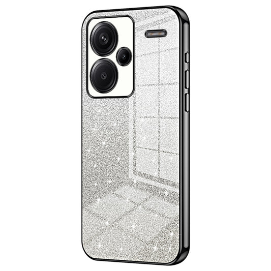 For Xiaomi Redmi Note 13 Pro+ 5G TPU Cover Precise Cutout Glitter Design Cell Phone Case - Black