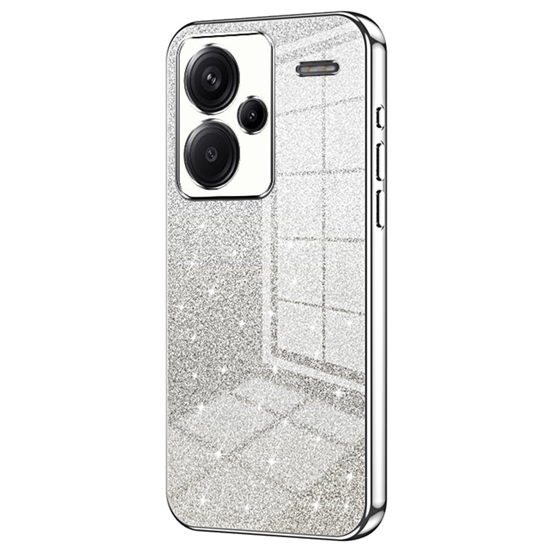 For Xiaomi Redmi Note 13 Pro+ 5G TPU Cover Precise Cutout Glitter Design Cell Phone Case - Silver