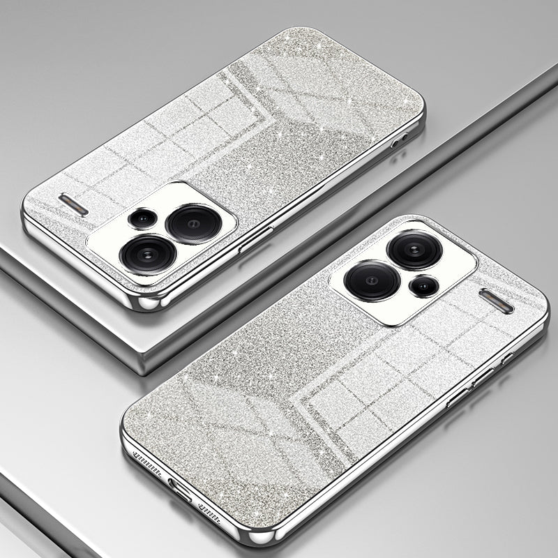 For Xiaomi Redmi Note 13 Pro+ 5G TPU Cover Precise Cutout Glitter Design Cell Phone Case - Silver