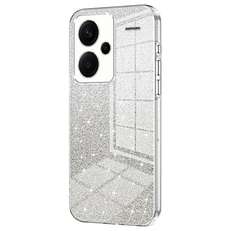 For Xiaomi Redmi Note 13 Pro+ 5G TPU Cover Precise Cutout Glitter Design Cell Phone Case - Transparent
