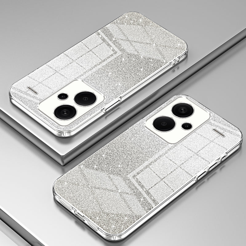 For Xiaomi Redmi Note 13 Pro+ 5G TPU Cover Precise Cutout Glitter Design Cell Phone Case - Transparent