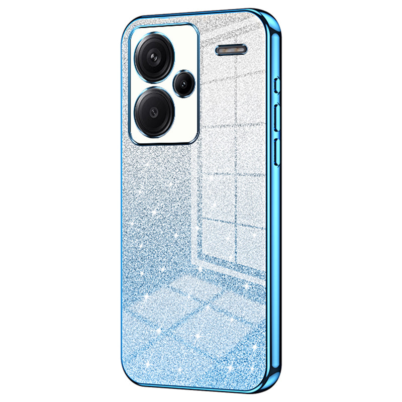 For Xiaomi Redmi Note 13 Pro+ 5G TPU Cover Precise Cutout Glitter Design Cell Phone Case - Blue