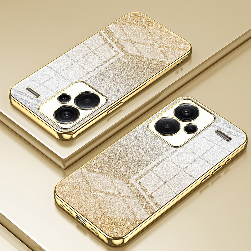 For Xiaomi Redmi Note 13 Pro+ 5G TPU Cover Precise Cutout Glitter Design Cell Phone Case - Gold