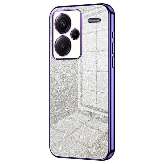 For Xiaomi Redmi Note 13 Pro+ 5G TPU Cover Precise Cutout Glitter Design Cell Phone Case - Purple