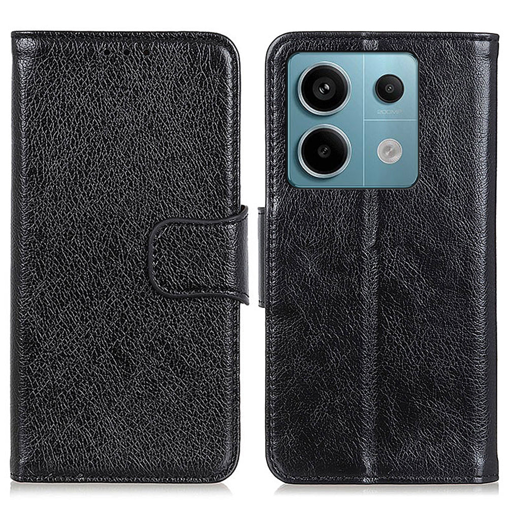 For Xiaomi Redmi Note 13 Pro 5G / Poco X6 5G Cell Phone Case Nappa Texture Split Leather Cover - Black