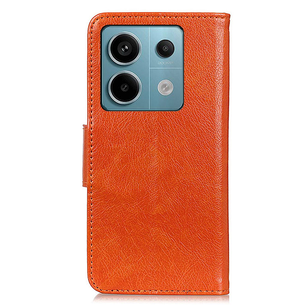 For Xiaomi Redmi Note 13 Pro 5G / Poco X6 5G Cell Phone Case Nappa Texture Split Leather Cover - Orange