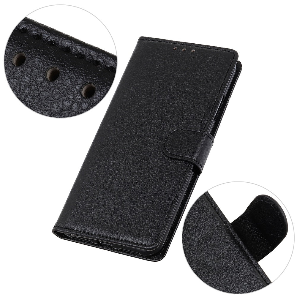 For Xiaomi Redmi Note 13 Pro 5G / Poco X6 5G Cell Phone Case Litchi Texture Flip Stand Leather Cover - Black