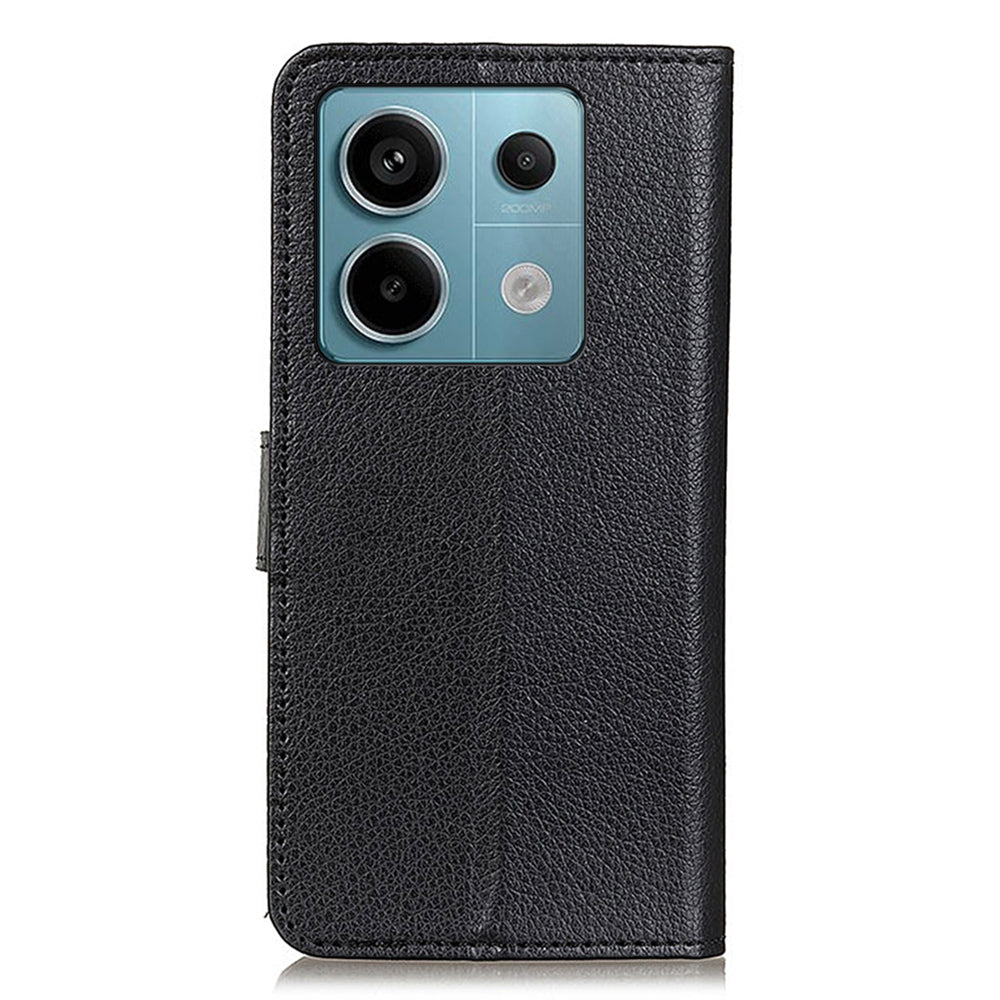 For Xiaomi Redmi Note 13 Pro 5G / Poco X6 5G Cell Phone Case Litchi Texture Flip Stand Leather Cover - Black