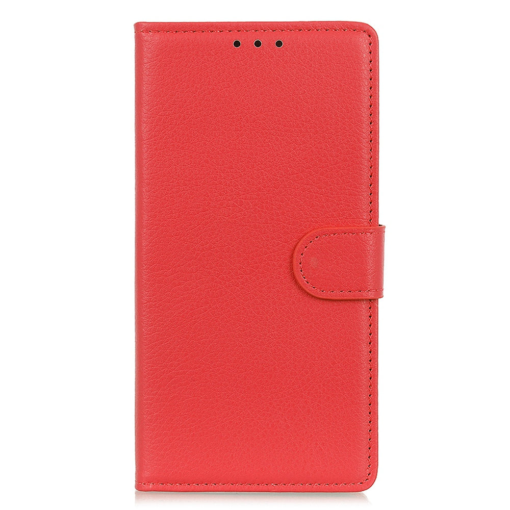 For Xiaomi Redmi Note 13 Pro 5G / Poco X6 5G Cell Phone Case Litchi Texture Flip Stand Leather Cover - Red