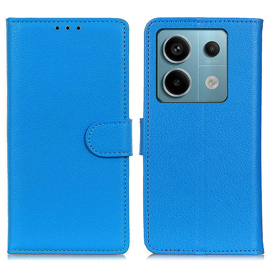 For Xiaomi Redmi Note 13 Pro 5G / Poco X6 5G Cell Phone Case Litchi Texture Flip Stand Leather Cover - Blue