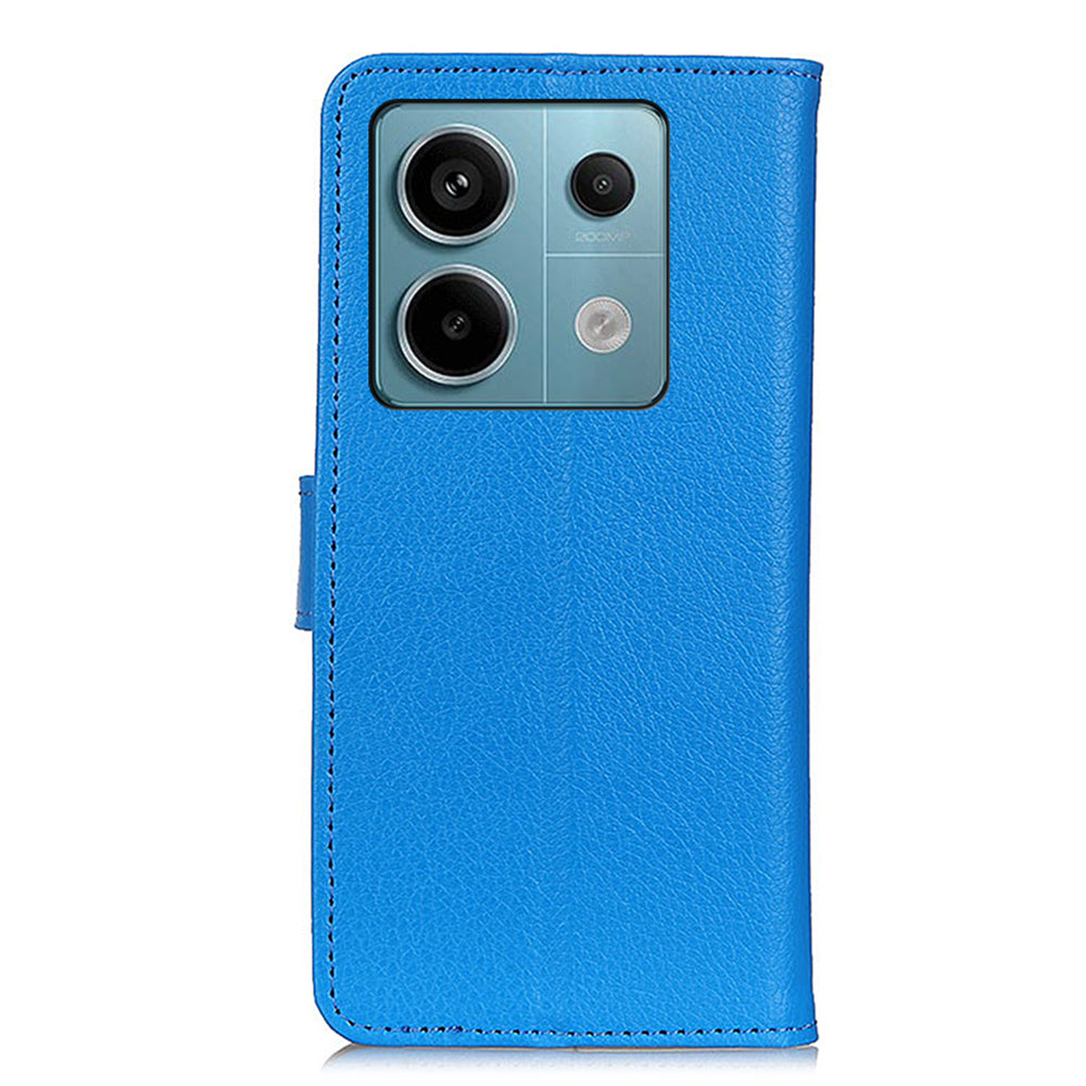 For Xiaomi Redmi Note 13 Pro 5G / Poco X6 5G Cell Phone Case Litchi Texture Flip Stand Leather Cover - Blue