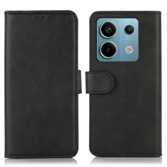 For Xiaomi Redmi Note 13 Pro 5G / Poco X6 5G Case Cowhide Texture Foldable Stand Leather Cover - Black