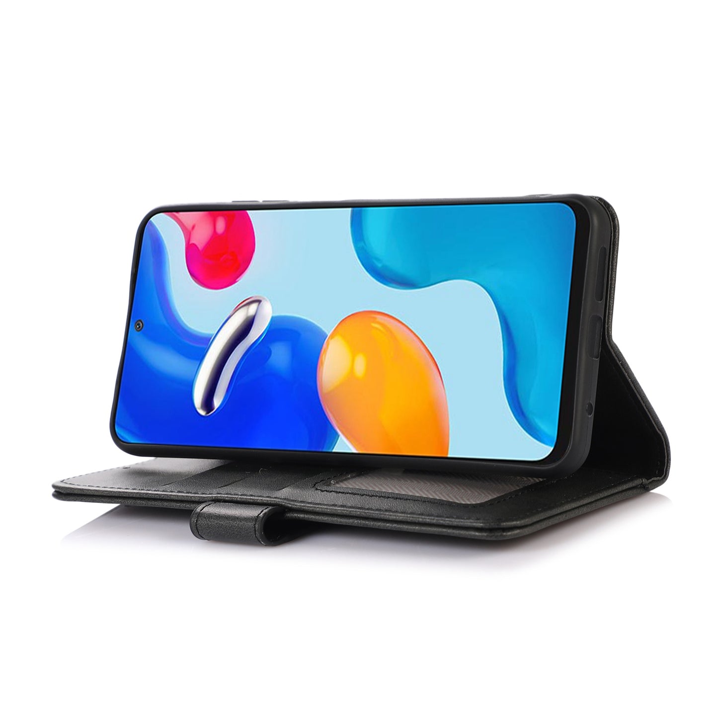 For Xiaomi Redmi Note 13 Pro 5G / Poco X6 5G Case Cowhide Texture Foldable Stand Leather Cover - Black