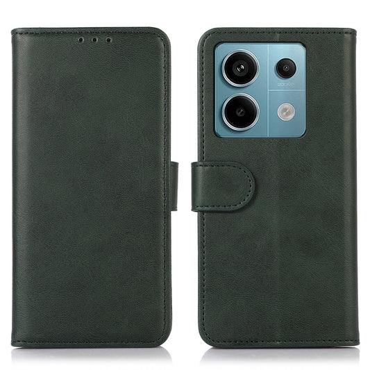 For Xiaomi Redmi Note 13 Pro 5G / Poco X6 5G Case Cowhide Texture Foldable Stand Leather Cover - Green