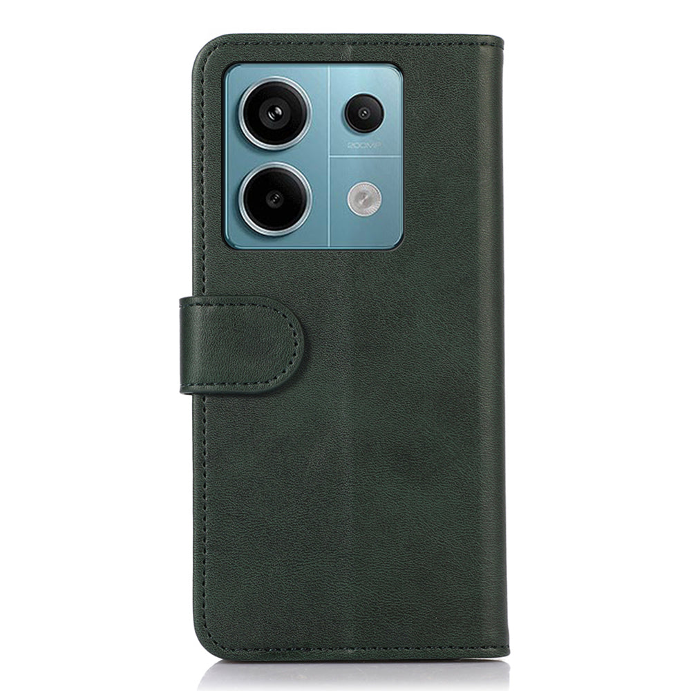 For Xiaomi Redmi Note 13 Pro 5G / Poco X6 5G Case Cowhide Texture Foldable Stand Leather Cover - Green