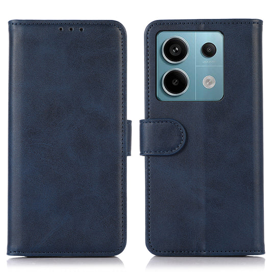 For Xiaomi Redmi Note 13 Pro 5G / Poco X6 5G Case Cowhide Texture Foldable Stand Leather Cover - Blue