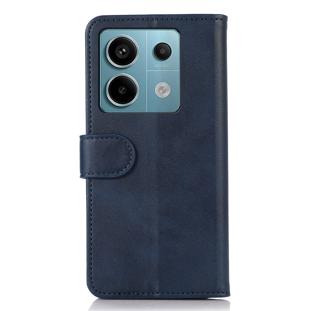 For Xiaomi Redmi Note 13 Pro 5G / Poco X6 5G Case Cowhide Texture Foldable Stand Leather Cover - Blue