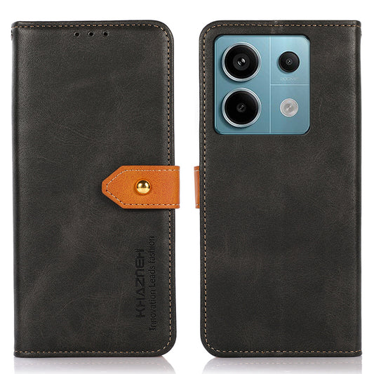 KHAZNEH For Xiaomi Redmi Note 13 Pro 5G / Poco X6 5G Cell Phone Case PU Leather Full Protection Cover - Black