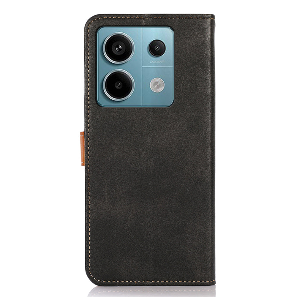 KHAZNEH For Xiaomi Redmi Note 13 Pro 5G / Poco X6 5G Cell Phone Case PU Leather Full Protection Cover - Black