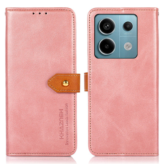 KHAZNEH For Xiaomi Redmi Note 13 Pro 5G / Poco X6 5G Cell Phone Case PU Leather Full Protection Cover - Rose Gold