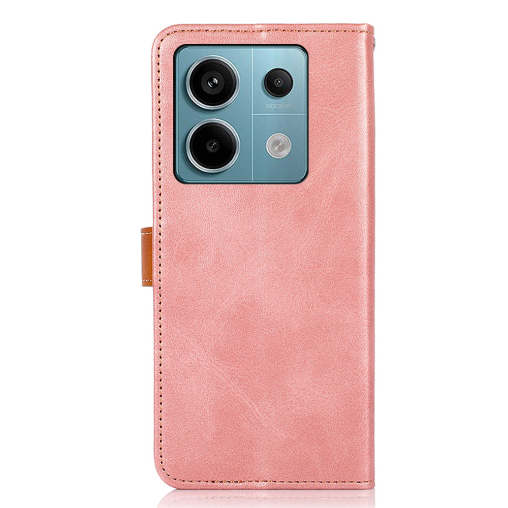KHAZNEH For Xiaomi Redmi Note 13 Pro 5G / Poco X6 5G Cell Phone Case PU Leather Full Protection Cover - Rose Gold