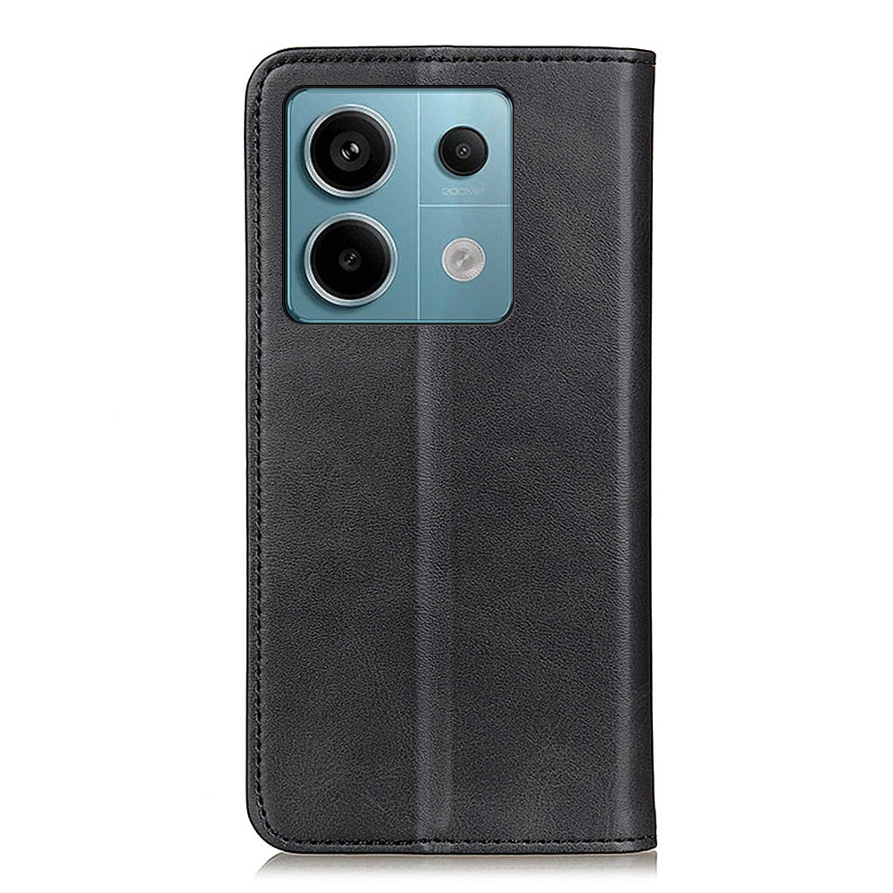 For Xiaomi Redmi Note 13 Pro 5G / Poco X6 5G Cell Phone Case Split Leather Wallet Anti-fall Cover - Black