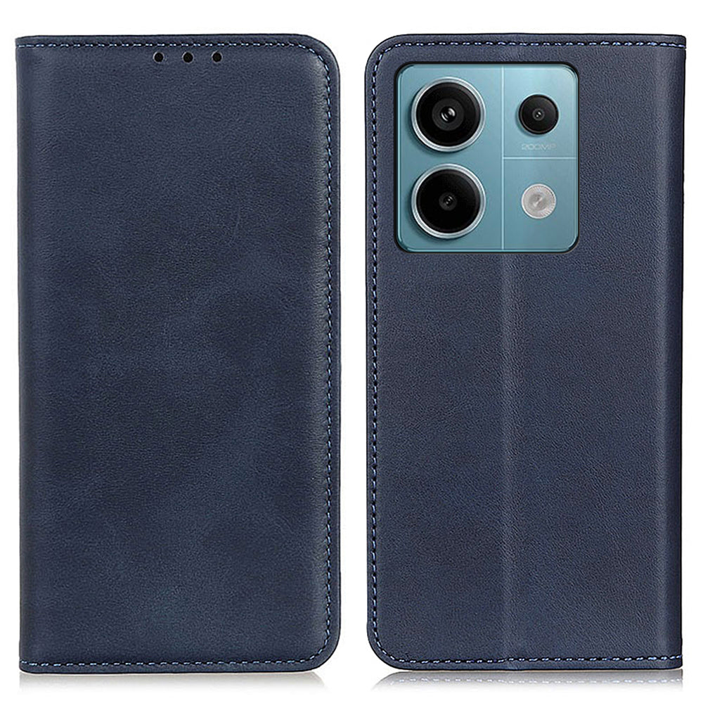 For Xiaomi Redmi Note 13 Pro 5G / Poco X6 5G Cell Phone Case Split Leather Wallet Anti-fall Cover - Blue