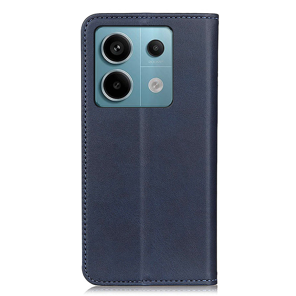 For Xiaomi Redmi Note 13 Pro 5G / Poco X6 5G Cell Phone Case Split Leather Wallet Anti-fall Cover - Blue