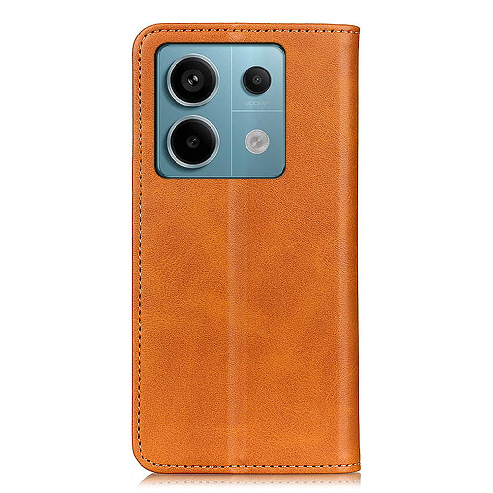 For Xiaomi Redmi Note 13 Pro 5G / Poco X6 5G Cell Phone Case Split Leather Wallet Anti-fall Cover - Brown