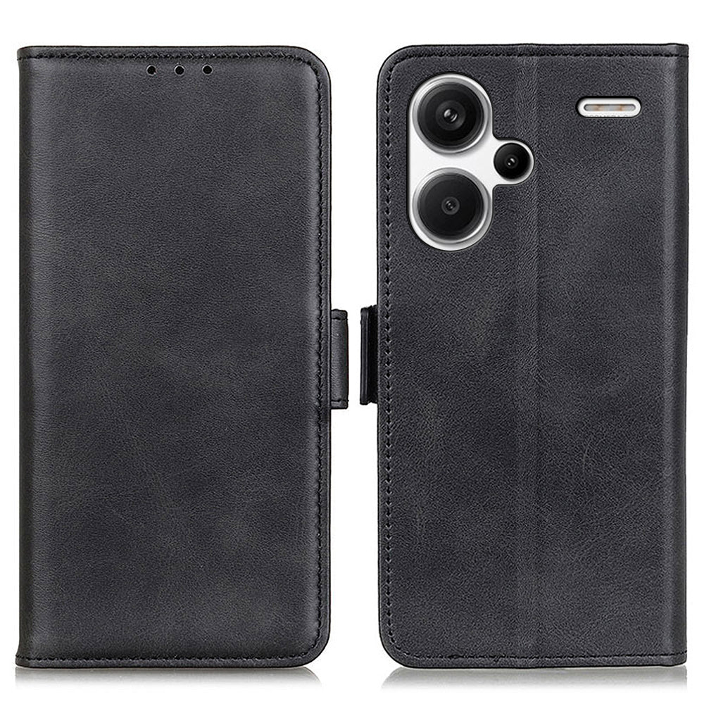 For Xiaomi Redmi Note 13 Pro+ 5G Cell Phone Case Anti-fall Magnetic Clasp Leather Wallet Cover - Black