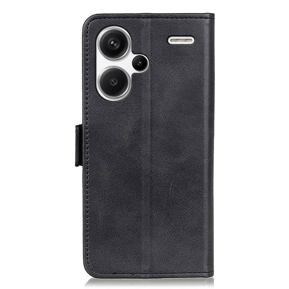 For Xiaomi Redmi Note 13 Pro+ 5G Cell Phone Case Anti-fall Magnetic Clasp Leather Wallet Cover - Black
