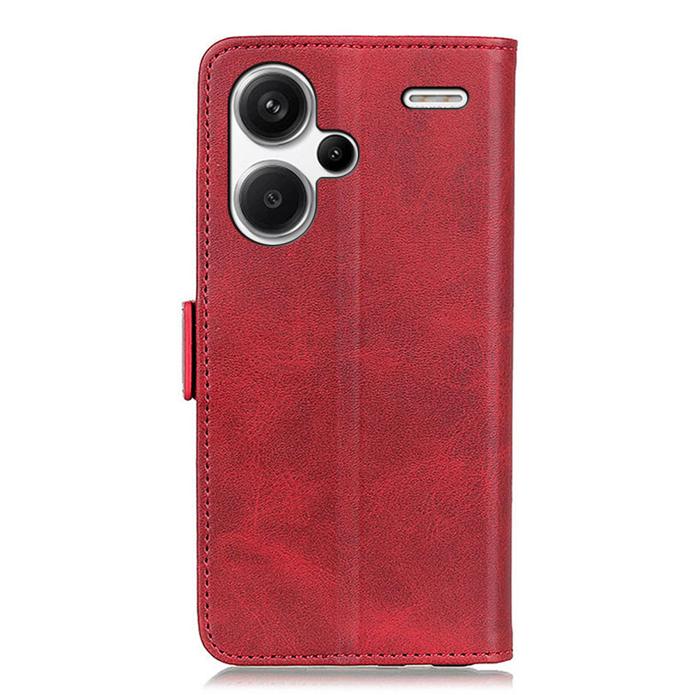 For Xiaomi Redmi Note 13 Pro+ 5G Cell Phone Case Anti-fall Magnetic Clasp Leather Wallet Cover - Red