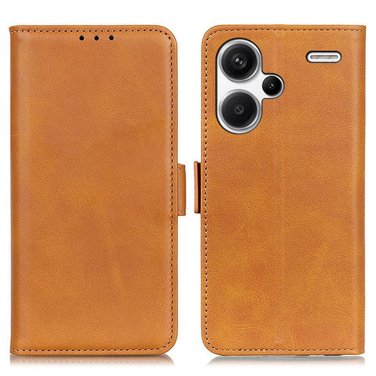 For Xiaomi Redmi Note 13 Pro+ 5G Cell Phone Case Anti-fall Magnetic Clasp Leather Wallet Cover - Yellow