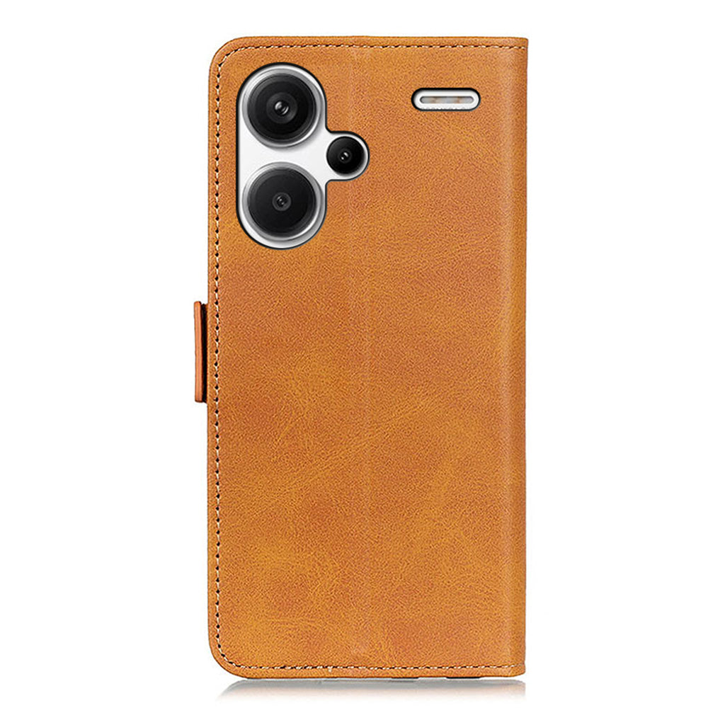 For Xiaomi Redmi Note 13 Pro+ 5G Cell Phone Case Anti-fall Magnetic Clasp Leather Wallet Cover - Yellow