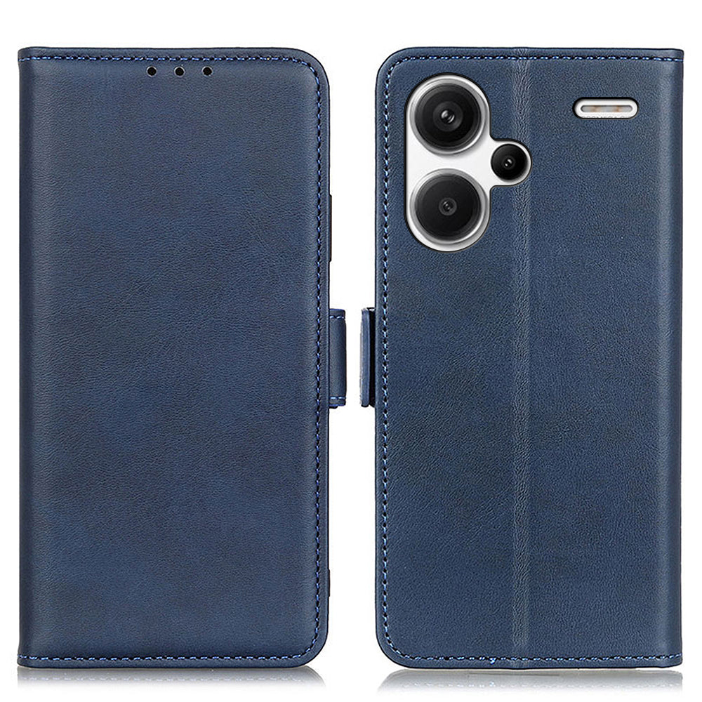 For Xiaomi Redmi Note 13 Pro+ 5G Cell Phone Case Anti-fall Magnetic Clasp Leather Wallet Cover - Blue