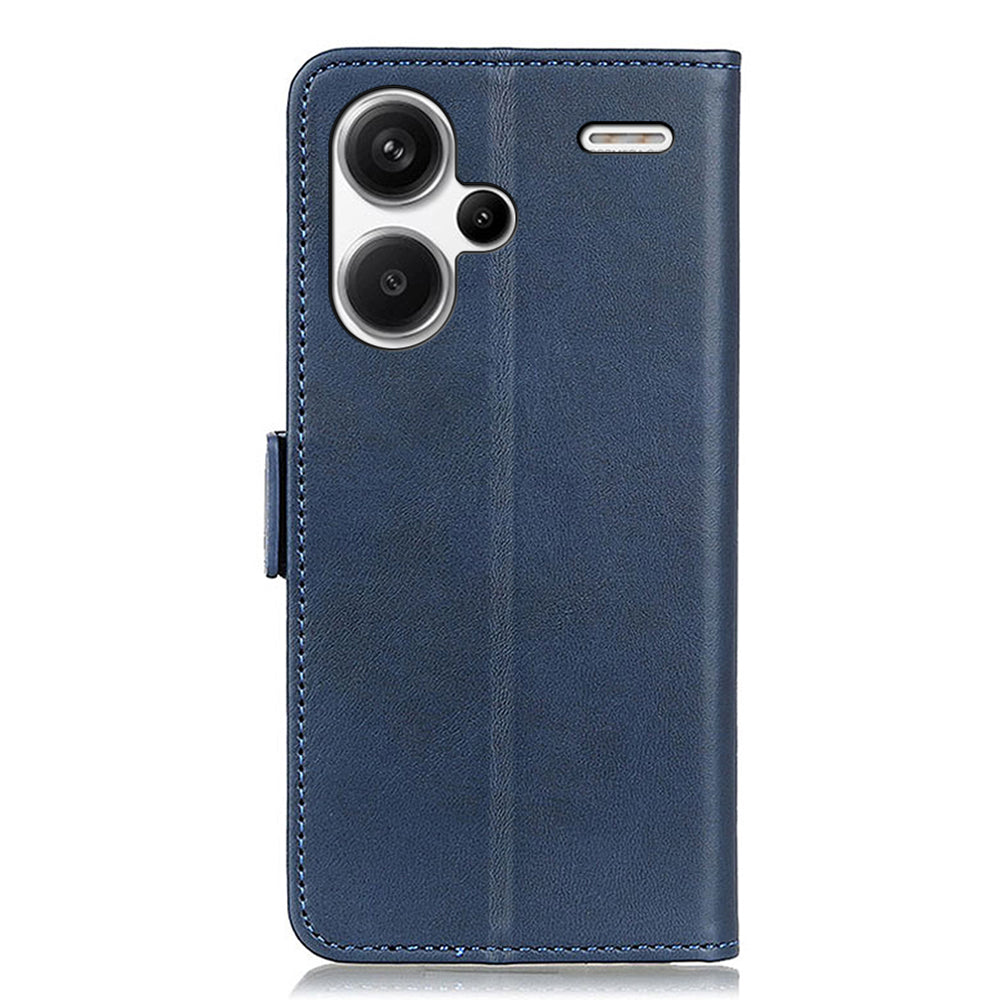 For Xiaomi Redmi Note 13 Pro+ 5G Cell Phone Case Anti-fall Magnetic Clasp Leather Wallet Cover - Blue