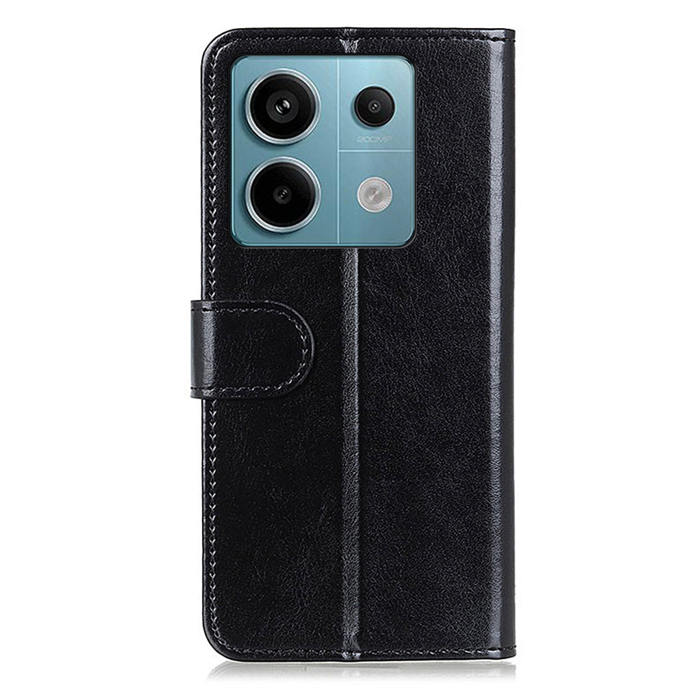 For Xiaomi Redmi Note 13 Pro 5G / Poco X6 5G Cell Phone Cases Crazy Horse Texture PU Leather Cover - Black