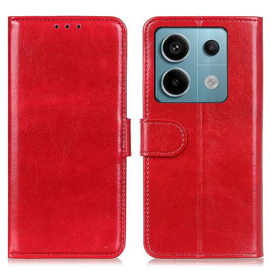 For Xiaomi Redmi Note 13 Pro 5G / Poco X6 5G Cell Phone Cases Crazy Horse Texture PU Leather Cover - Red