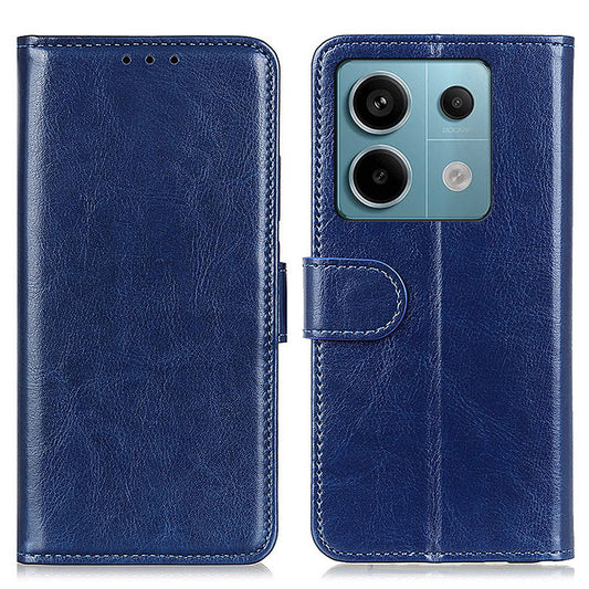 For Xiaomi Redmi Note 13 Pro 5G / Poco X6 5G Cell Phone Cases Crazy Horse Texture PU Leather Cover - Blue