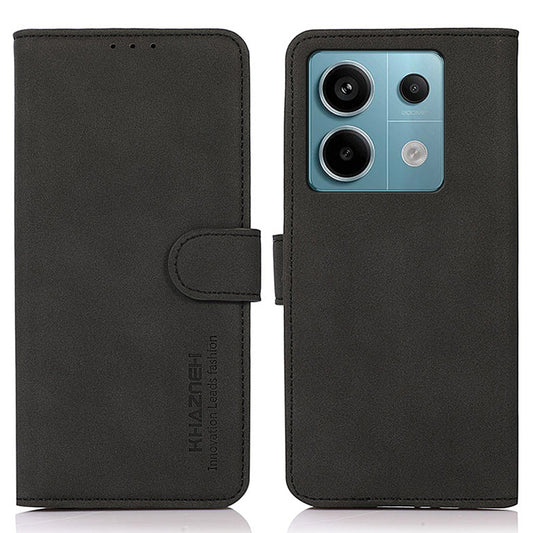 KHAZNEH For Xiaomi Redmi Note 13 Pro 5G / Poco X6 5G Cell Phone Case PU Leather Wallet Flip Cover - Black