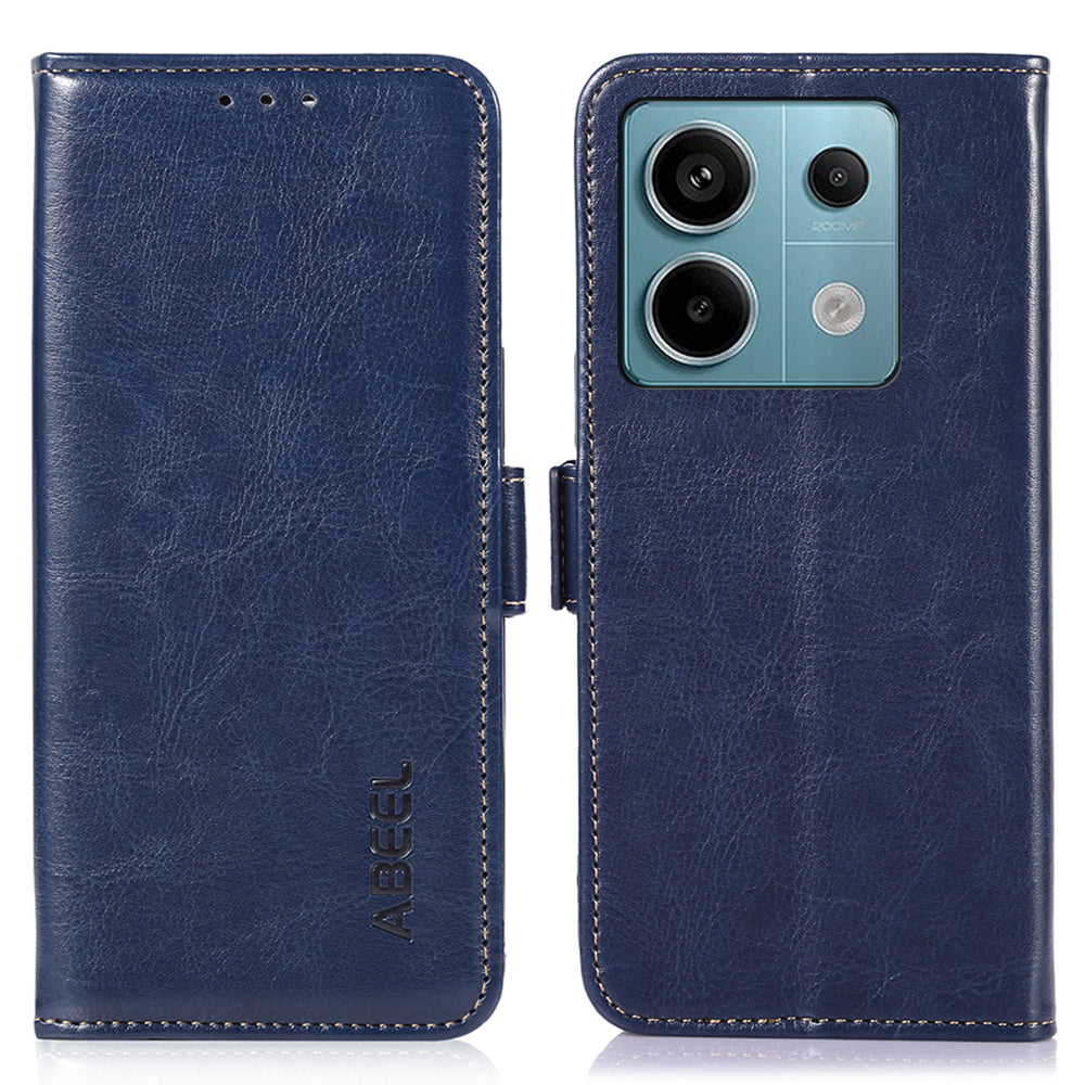 ABEEL For Xiaomi Redmi Note 13 Pro 5G / Poco X6 5G Cell Phone Case Crazy Horse Texture Leather Cover with Wallet - Blue
