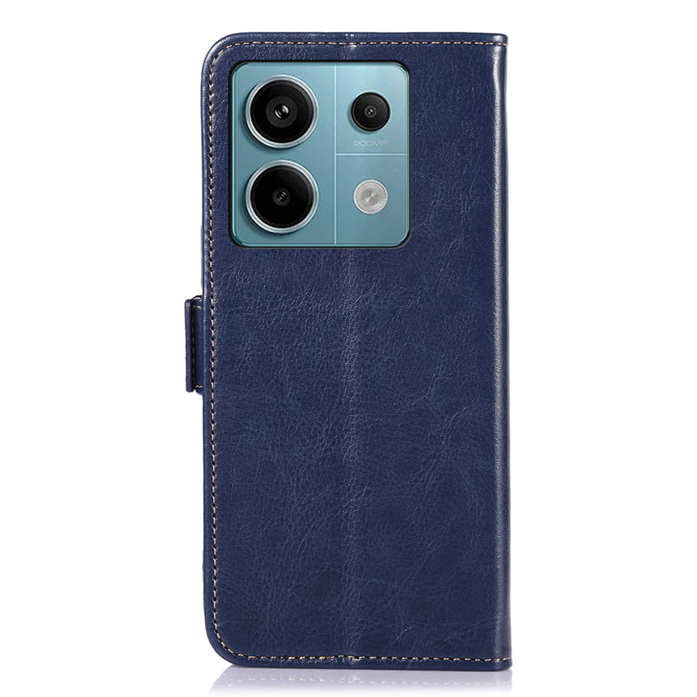 ABEEL For Xiaomi Redmi Note 13 Pro 5G / Poco X6 5G Cell Phone Case Crazy Horse Texture Leather Cover with Wallet - Blue