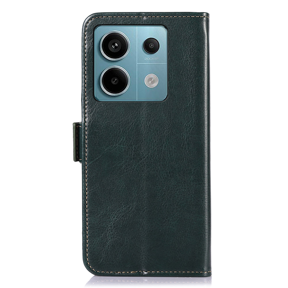 ABEEL For Xiaomi Redmi Note 13 Pro 5G / Poco X6 5G Cell Phone Case Crazy Horse Texture Leather Cover with Wallet - Green