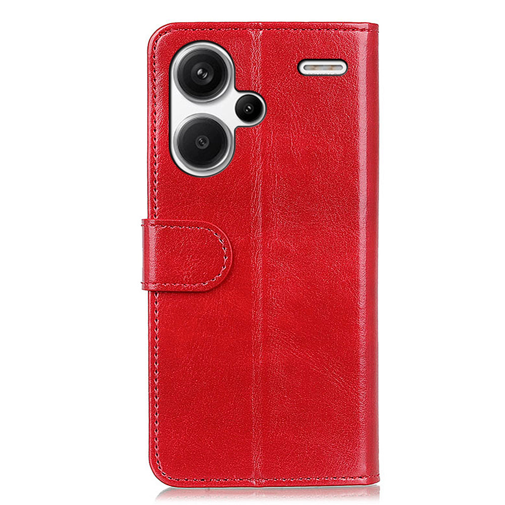 Leather Cover for Xiaomi Redmi Note 13 Pro+ 5G Crazy Horse Texture Cell Phone Cases - Red