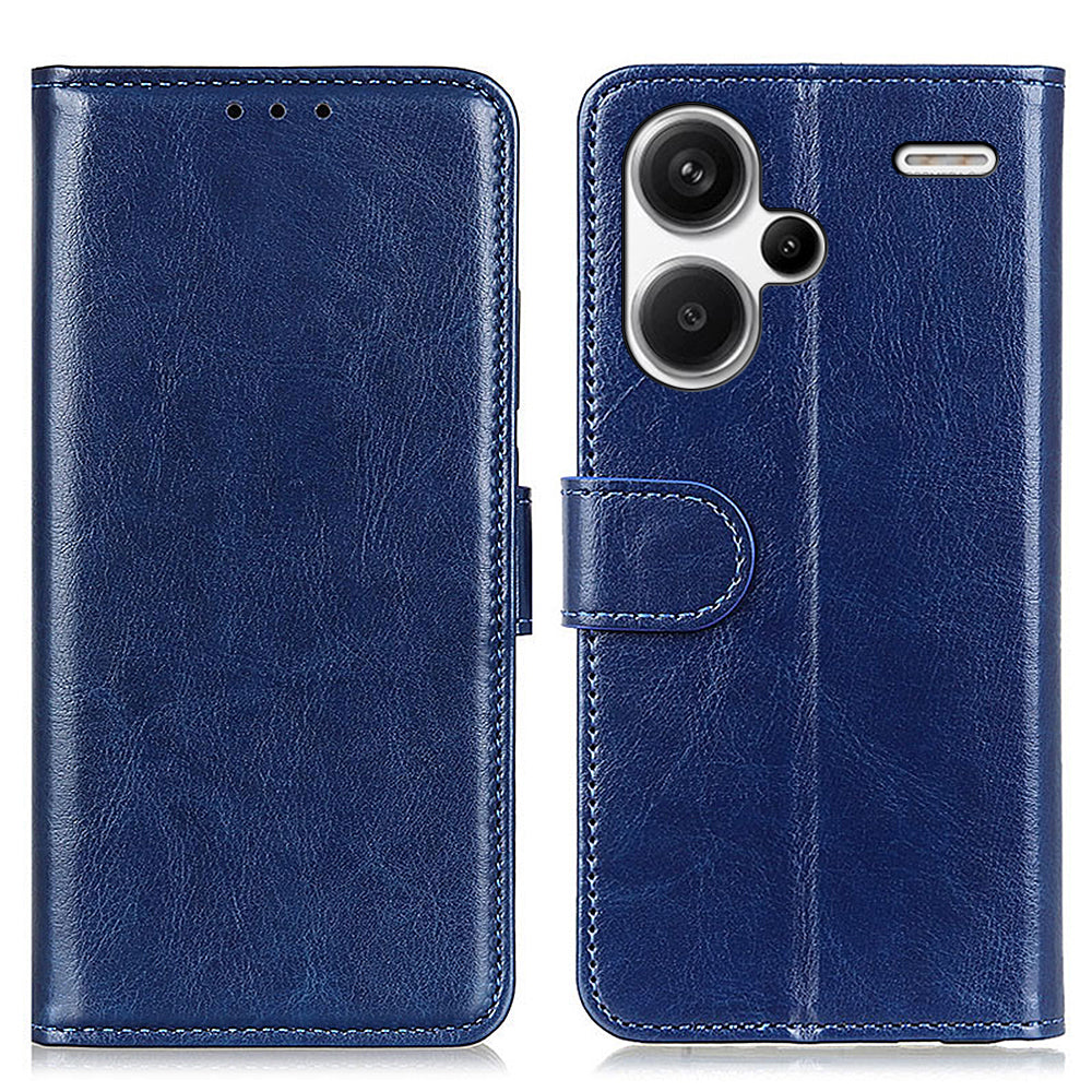 Leather Cover for Xiaomi Redmi Note 13 Pro+ 5G Crazy Horse Texture Cell Phone Cases - Blue