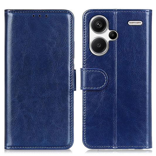 Leather Cover for Xiaomi Redmi Note 13 Pro+ 5G Crazy Horse Texture Cell Phone Cases - Blue