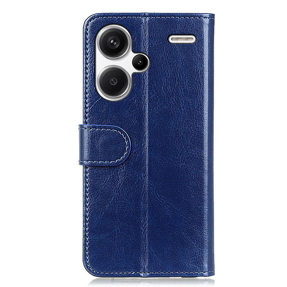 Leather Cover for Xiaomi Redmi Note 13 Pro+ 5G Crazy Horse Texture Cell Phone Cases - Blue